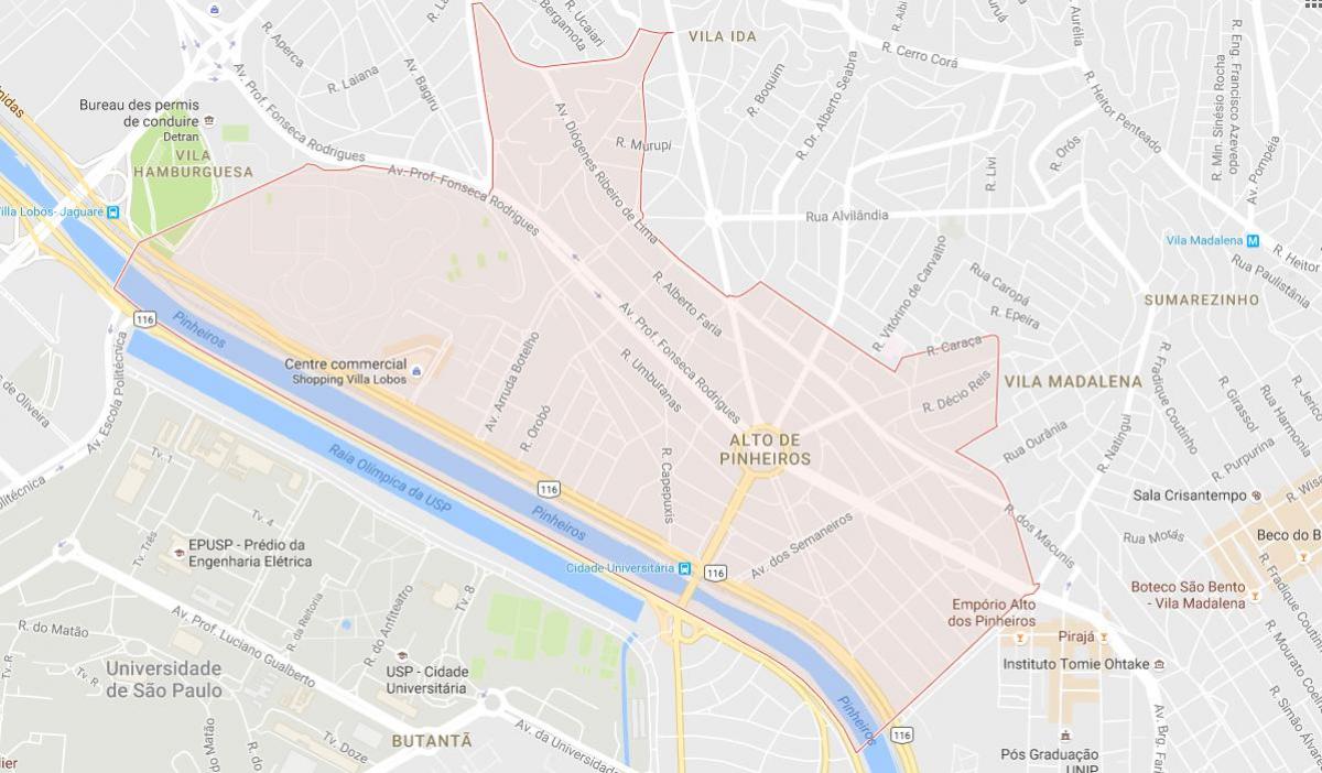 Žemėlapis Alto de Pinheiros São Paulo