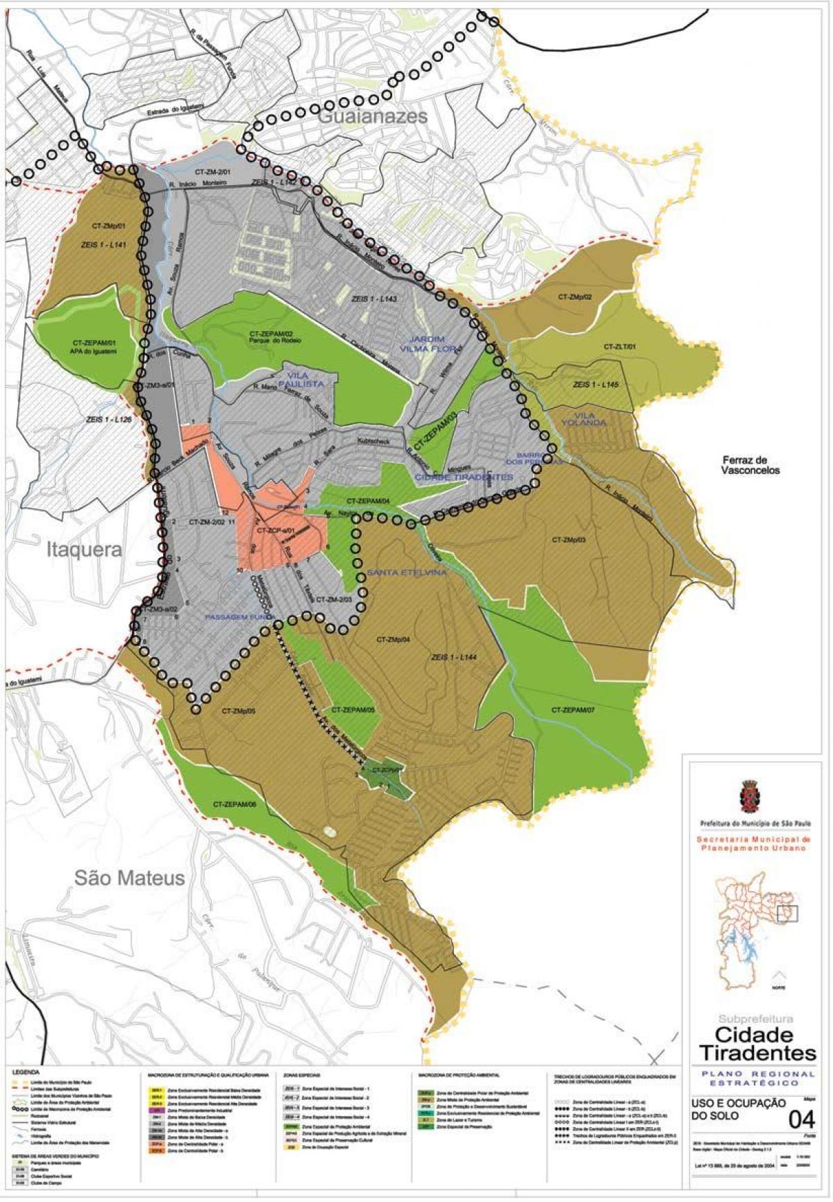 Žemėlapis Cidade Tiradentes San Paulas - Okupacijos dirvožemio