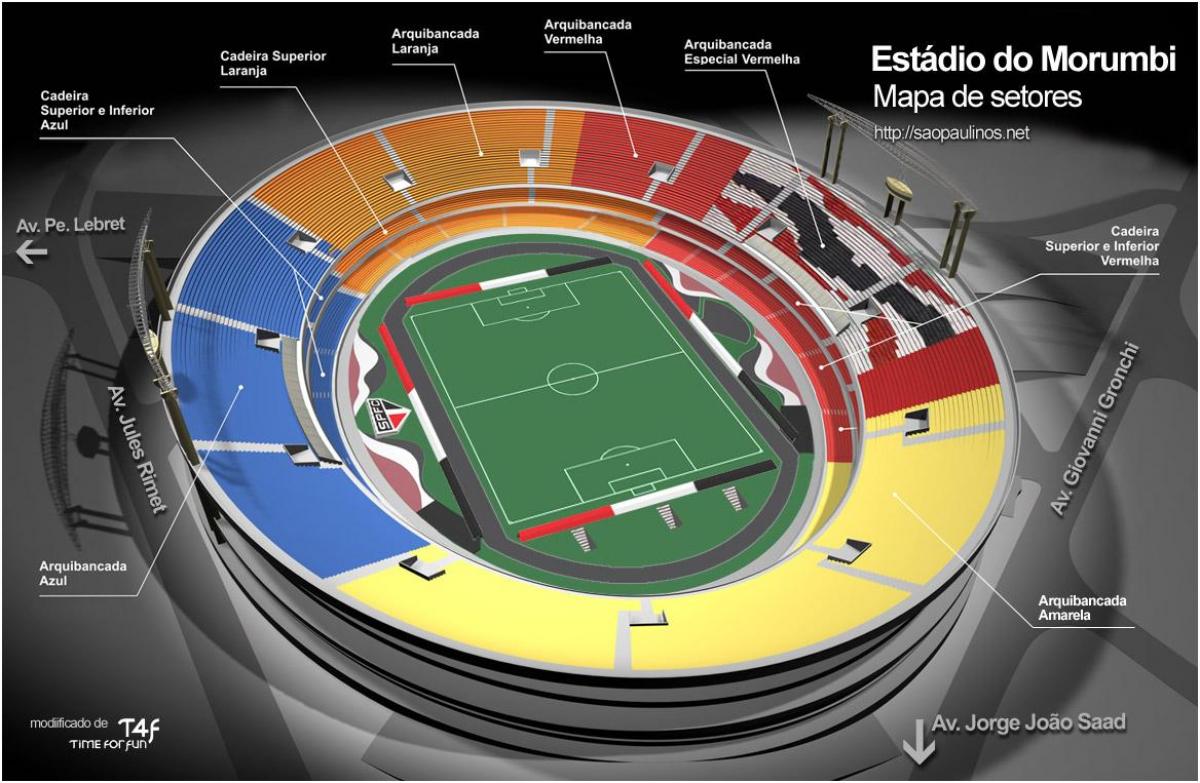 Žemėlapis Cícero-Pompeu-de-Toledo San Paulo stadiono