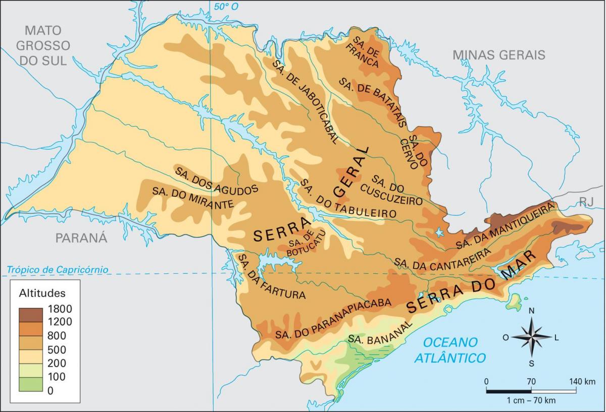 Žemėlapis geografiniu São Paulo
