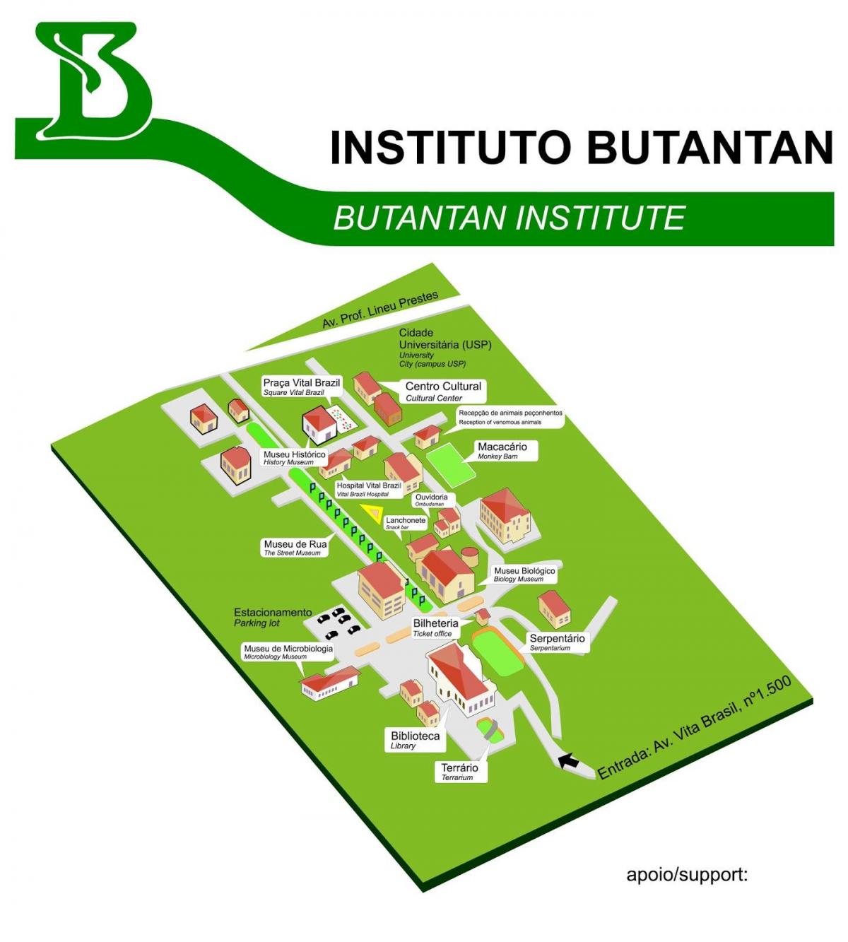 Žemėlapis instituto Butantan
