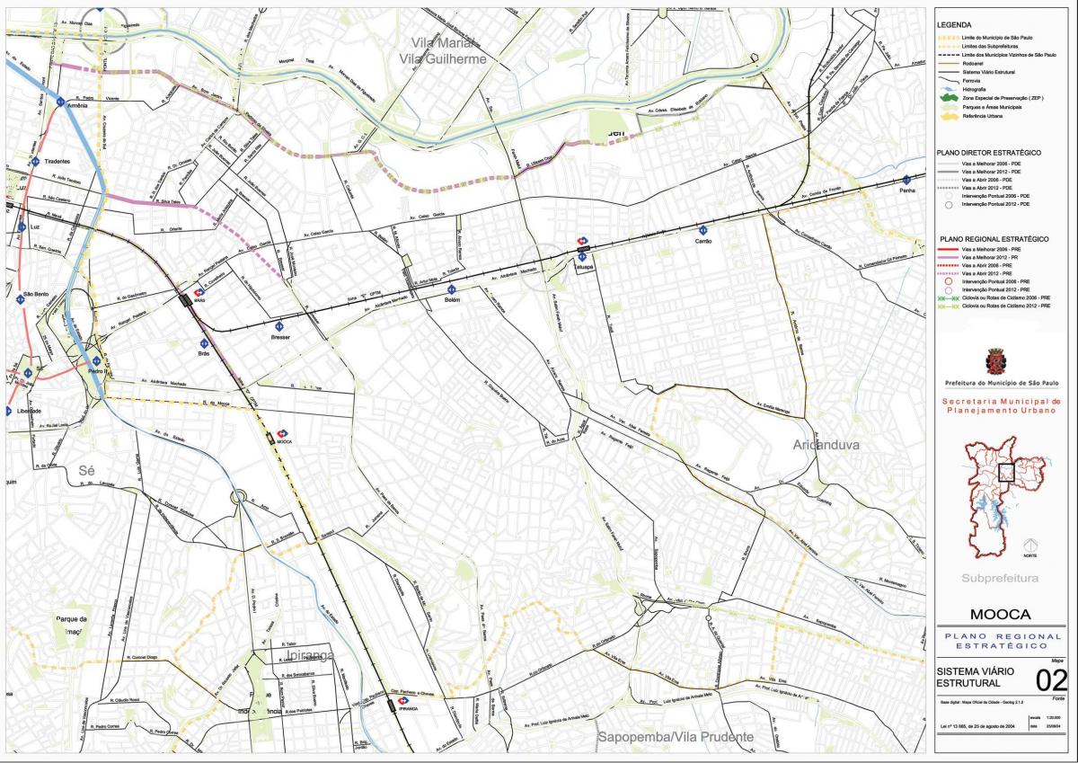 Žemėlapis Mooca San Paulas - Keliai