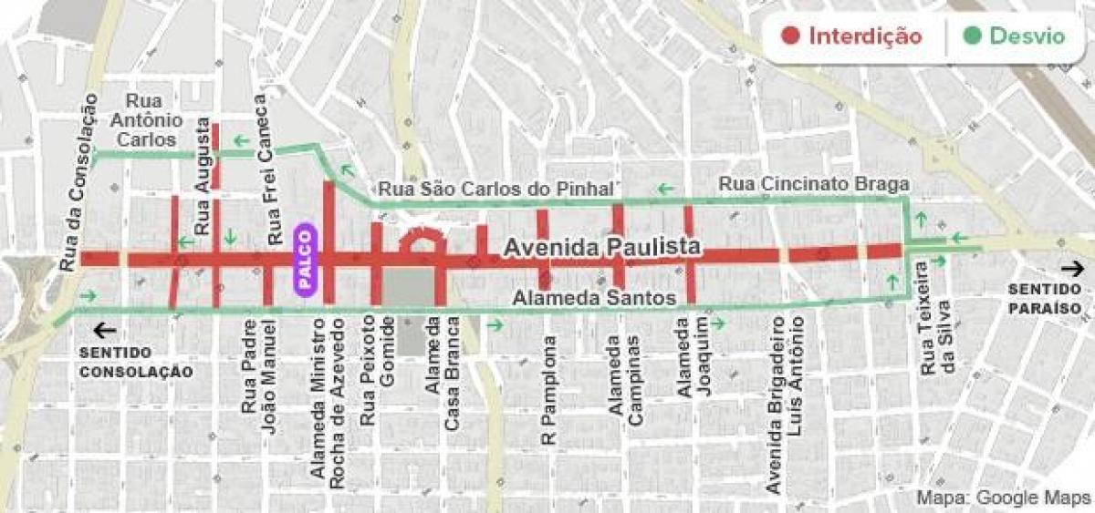 Žemėlapis Paulista avenue São Paulo