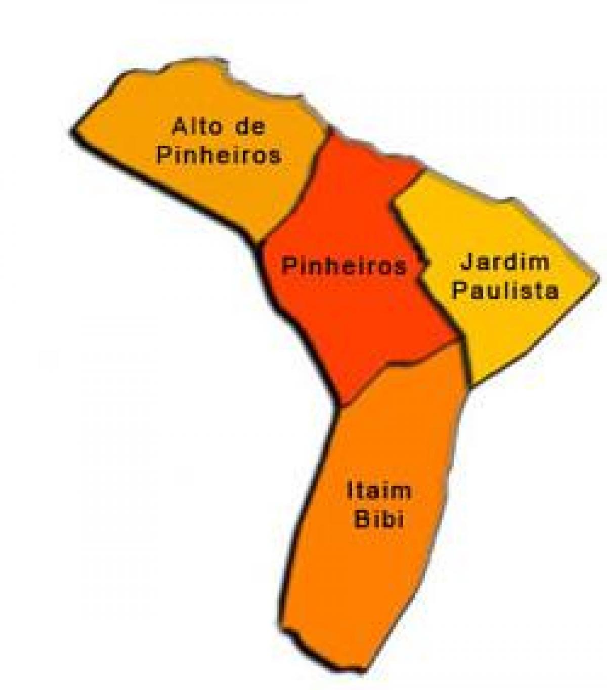 Žemėlapis Pinheiros sub-prefektūros