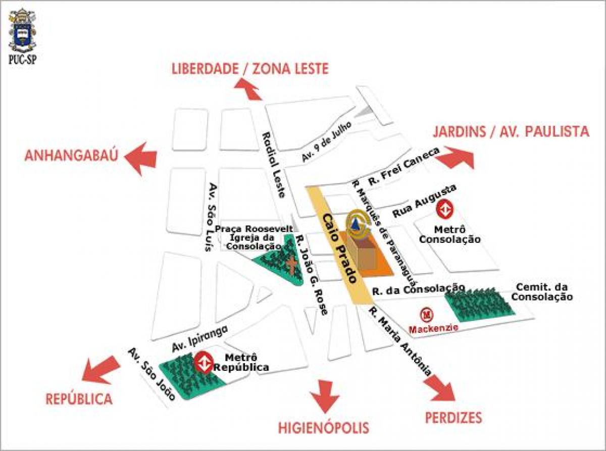 Žemėlapis Popiežiškoji Katalikų Universiteto San Paulas