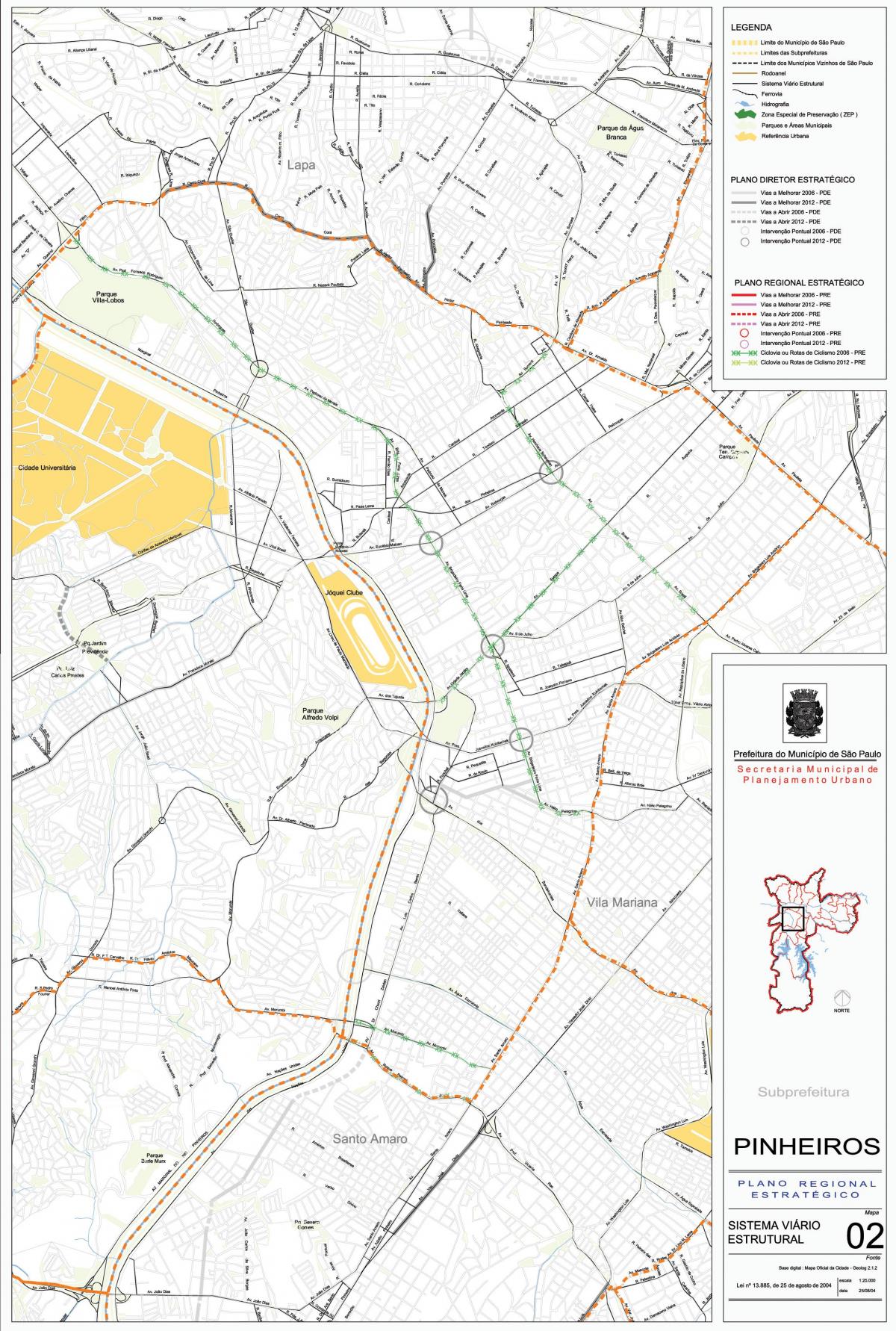Žemėlapis San Paulo Pinheiros - Keliai