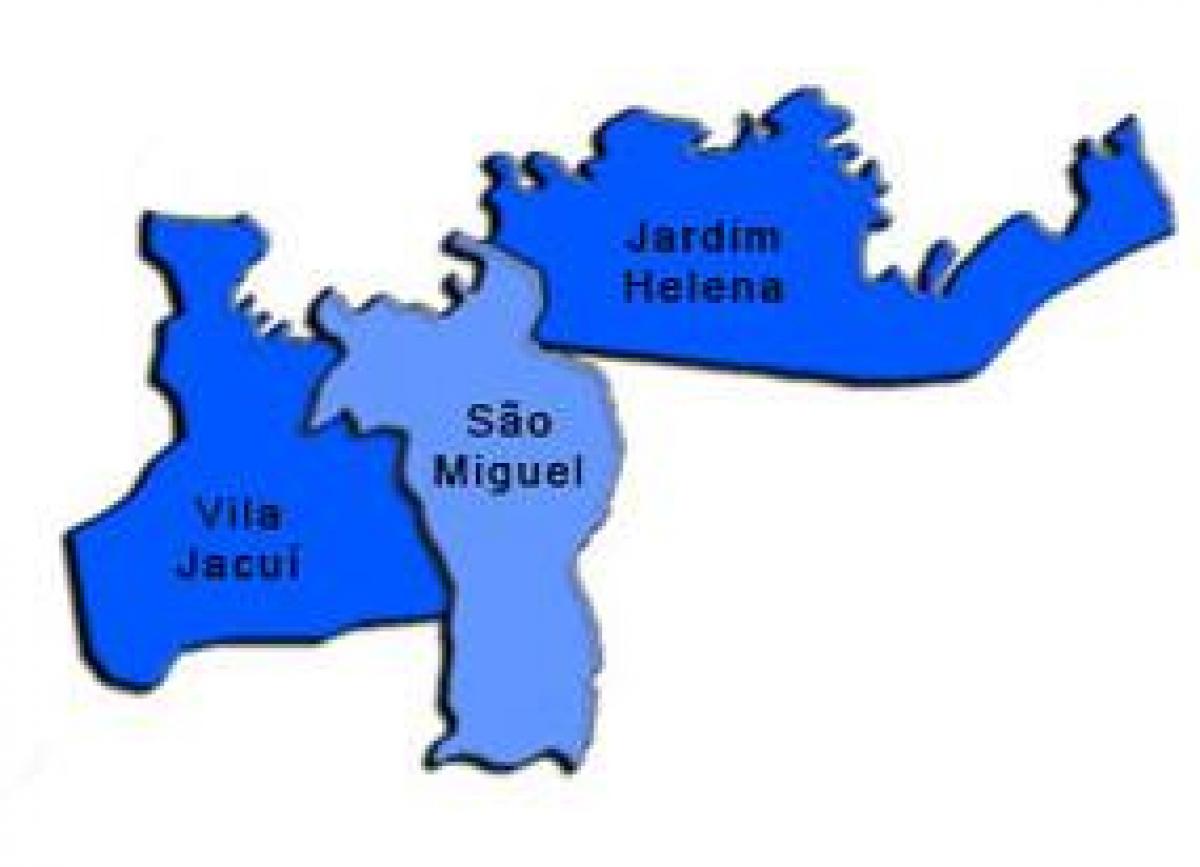 Žemėlapis San Miguel Paulista sub-prefektūros