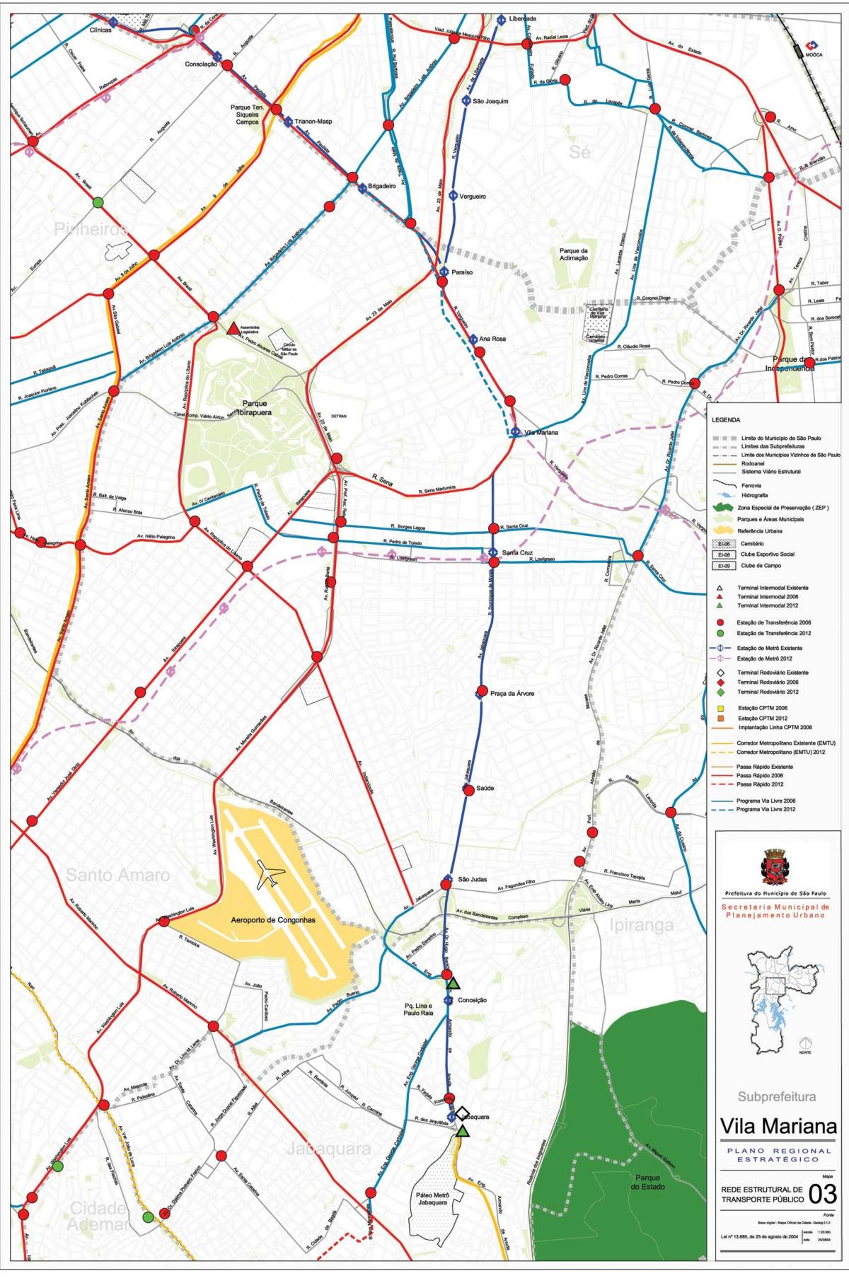 Žemėlapis Vila Mariana San Paulas - Viešasis transportas
