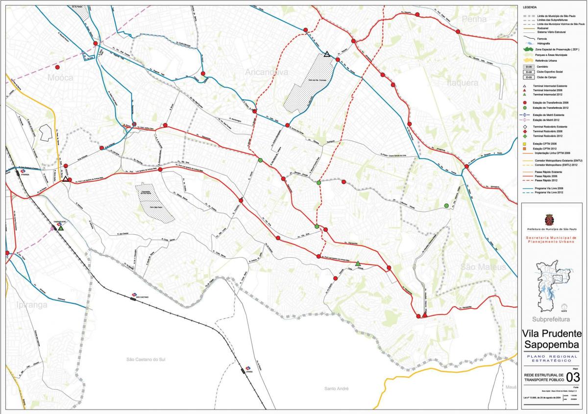 Žemėlapis Vila Prudente San Paulas - Viešasis transportas