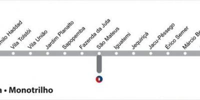 Žemėlapis San Paulo metro Linijos 15 - Sidabrinė