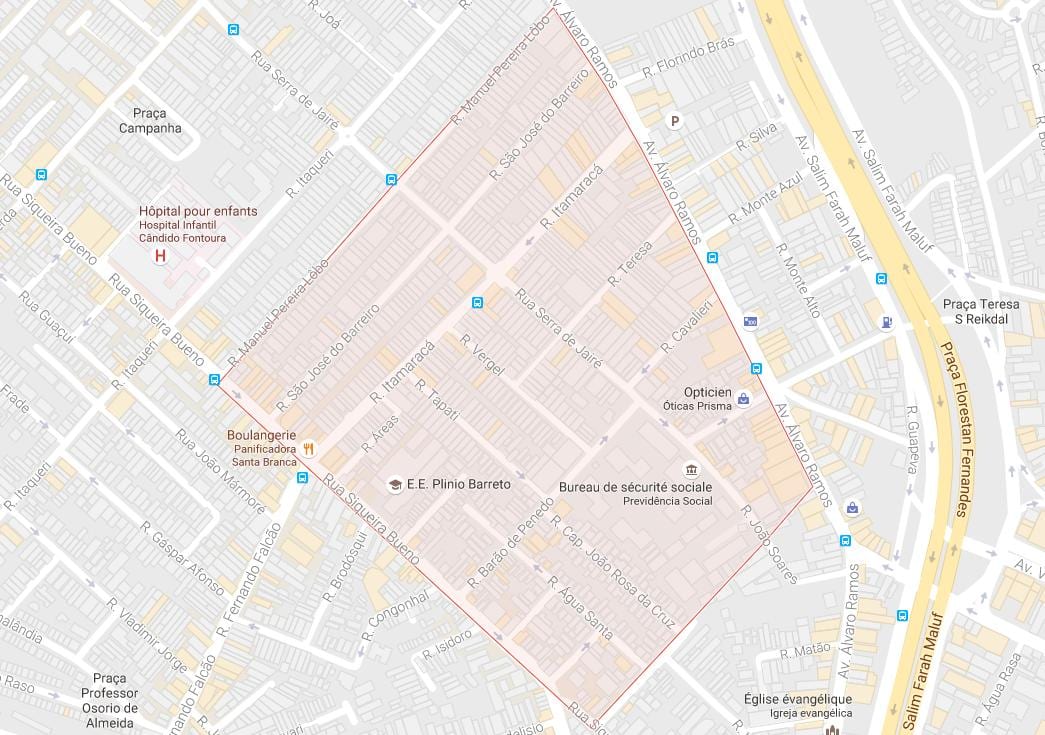 Žemėlapis Água Rasa São Paulo