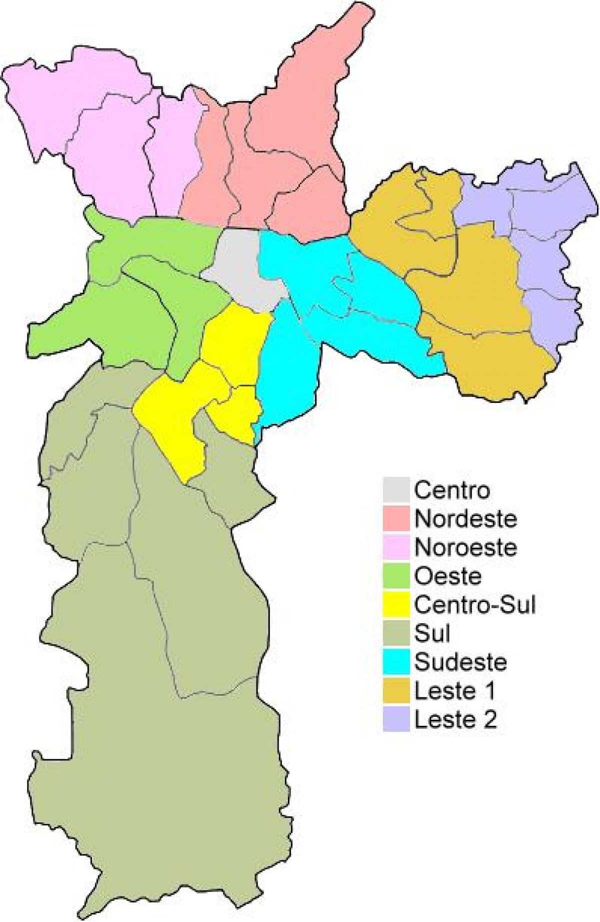Žemėlapis administracinių regionų, San Paulo