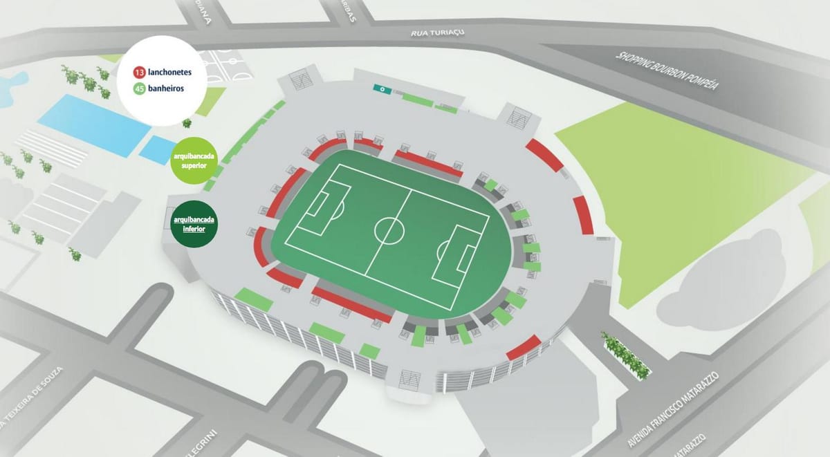 Žemėlapis Allianz Parque - Mažesnis suoleliai