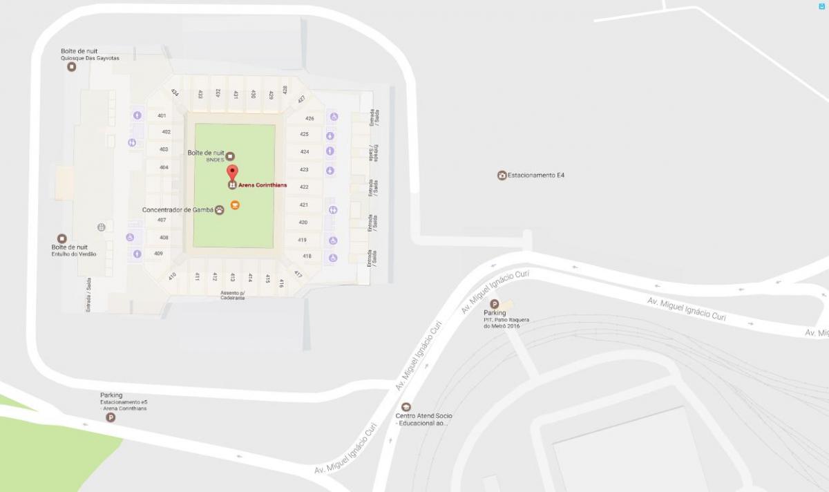 Žemėlapis Arena Korintiečiams - Prieigos