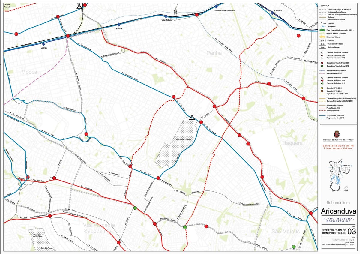 Žemėlapis Aricanduva-Vila Formosa San Paulas - Viešasis transportas