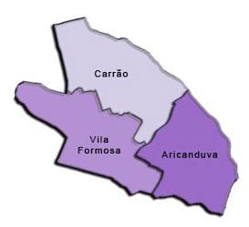 Žemėlapis Aricanduva-Vila Formosa sub-prefektūros