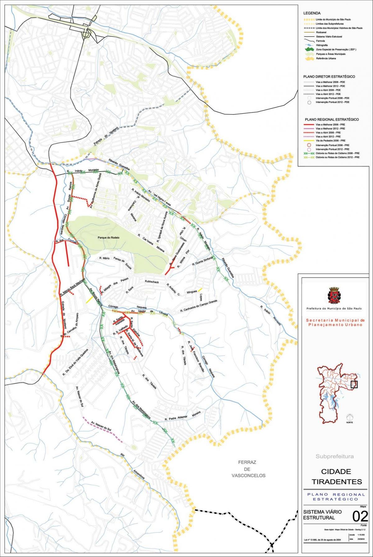 Žemėlapis Cidade Tiradentes San Paulas - Keliai