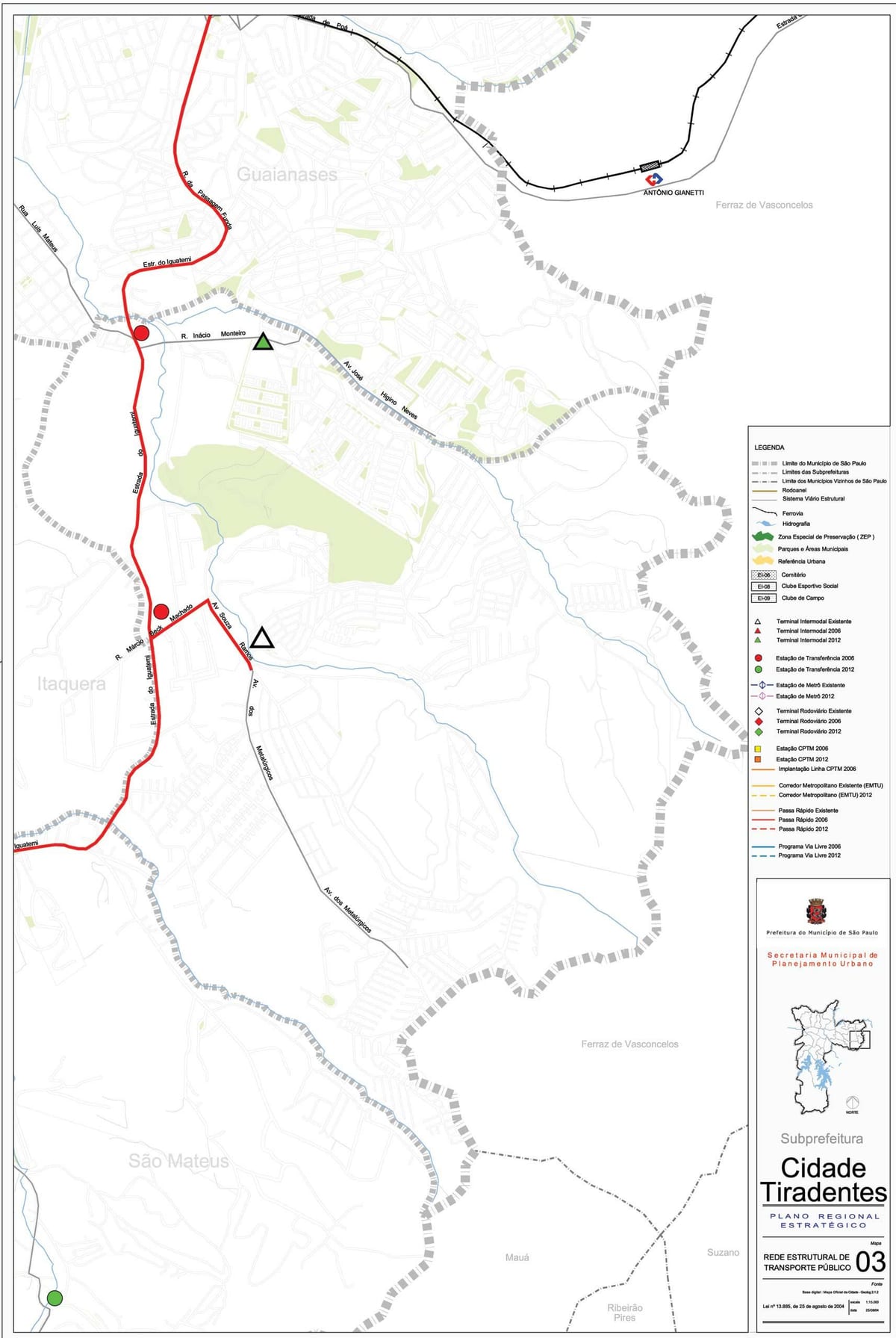 Žemėlapis Cidade Tiradentes San Paulas - Viešasis transportas