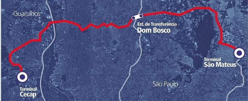 Žemėlapis corredor BRT metropolitano Perimetral Posėdis