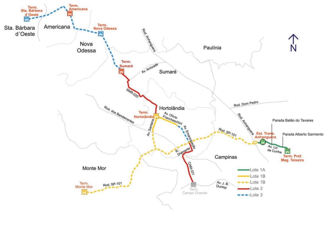 Žemėlapis corredor metropolitano Noroeste