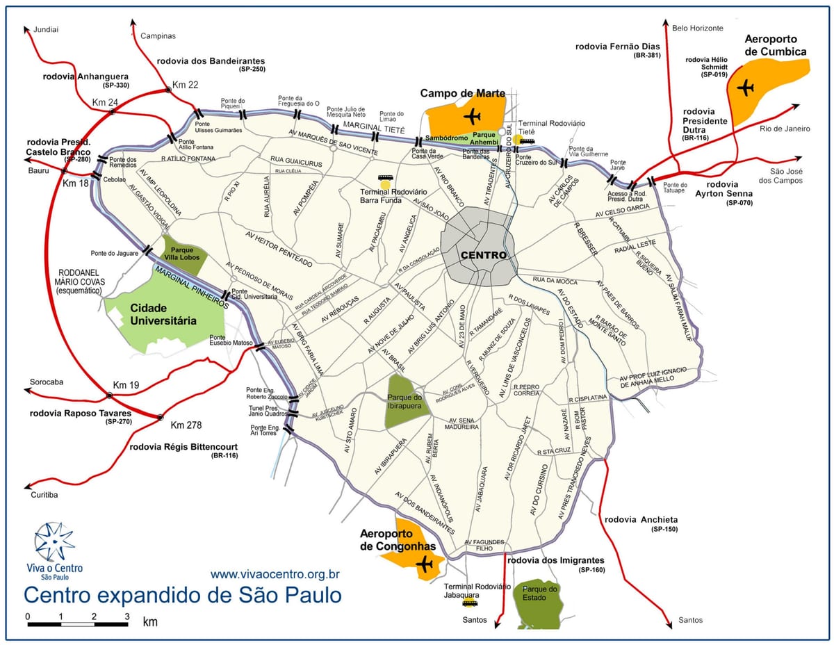 Žemėlapis didelių centras São Paulo