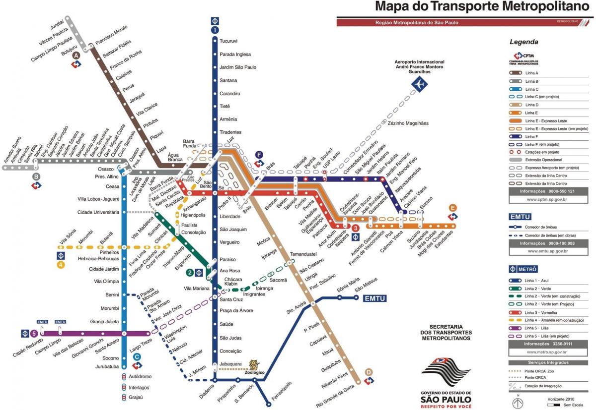 Žemėlapis didmiesčių transporto São Paulo