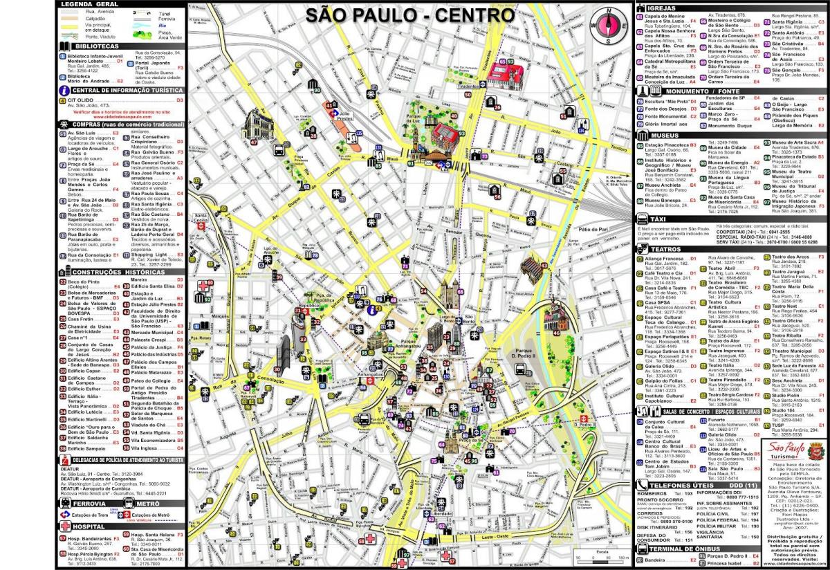 Žemėlapis downtown San Paulas