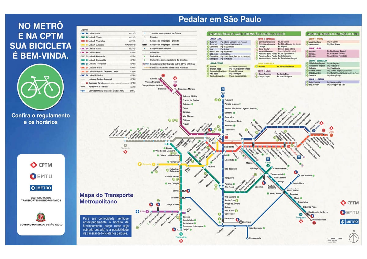 Žemėlapis dviračių vadovas São Paulo