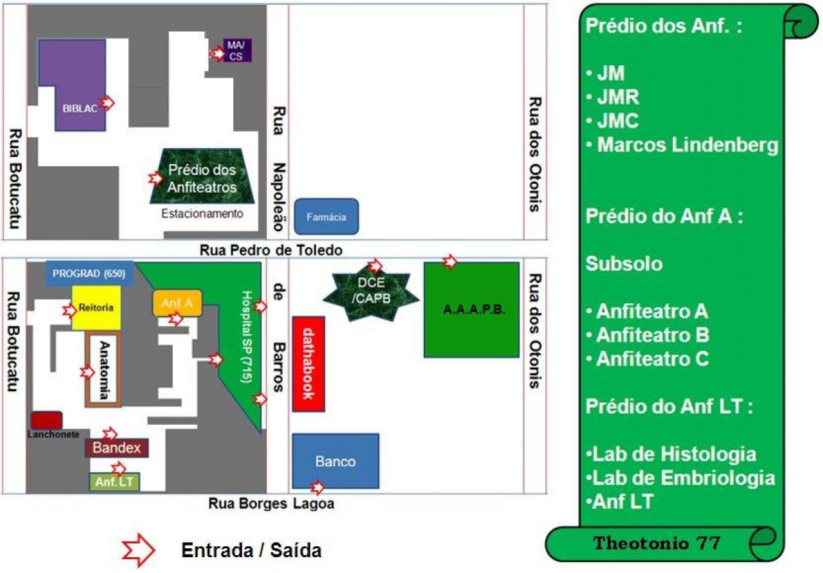 Žemėlapis federalinio universiteto San Paulas - UNIFESP