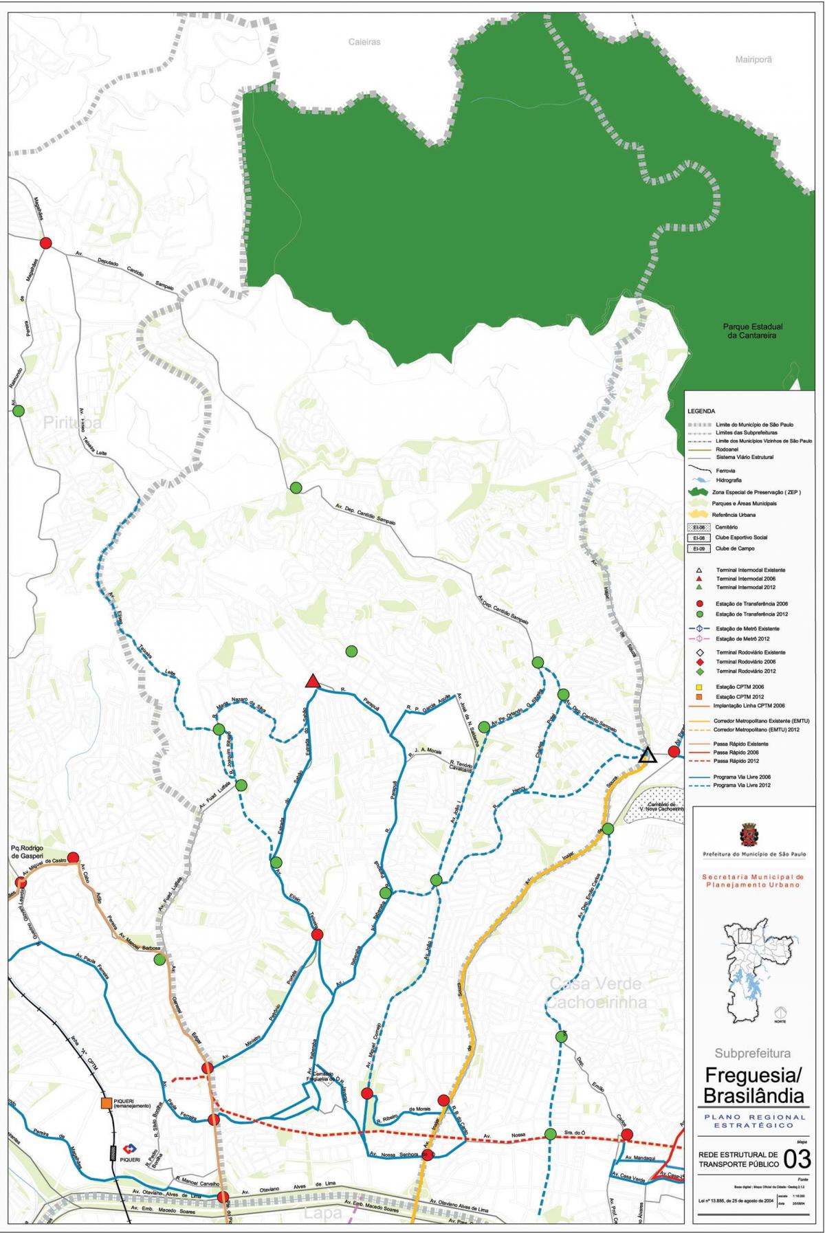 Žemėlapis Freguesia padaryti - San Paulas - Viešasis transportas