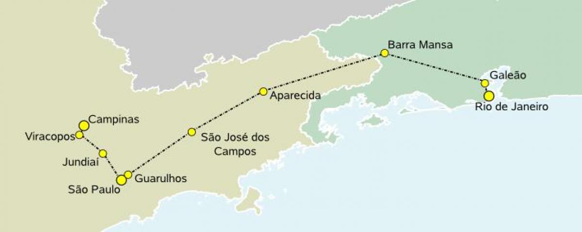 Žemėlapis greitųjų traukinių São Paulo