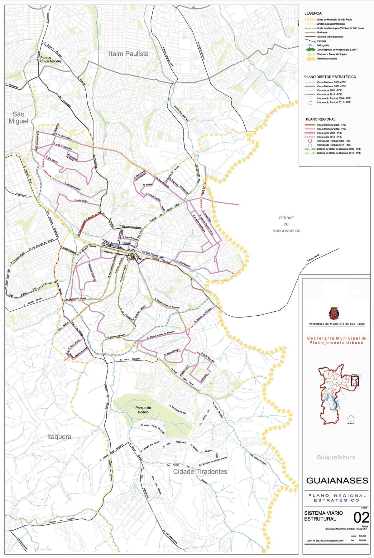 Žemėlapis Guaianases San Paulas - Keliai