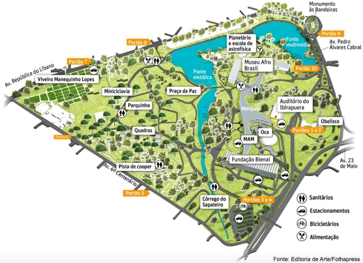 Žemėlapis Ibirapuera Parkas São Paulo