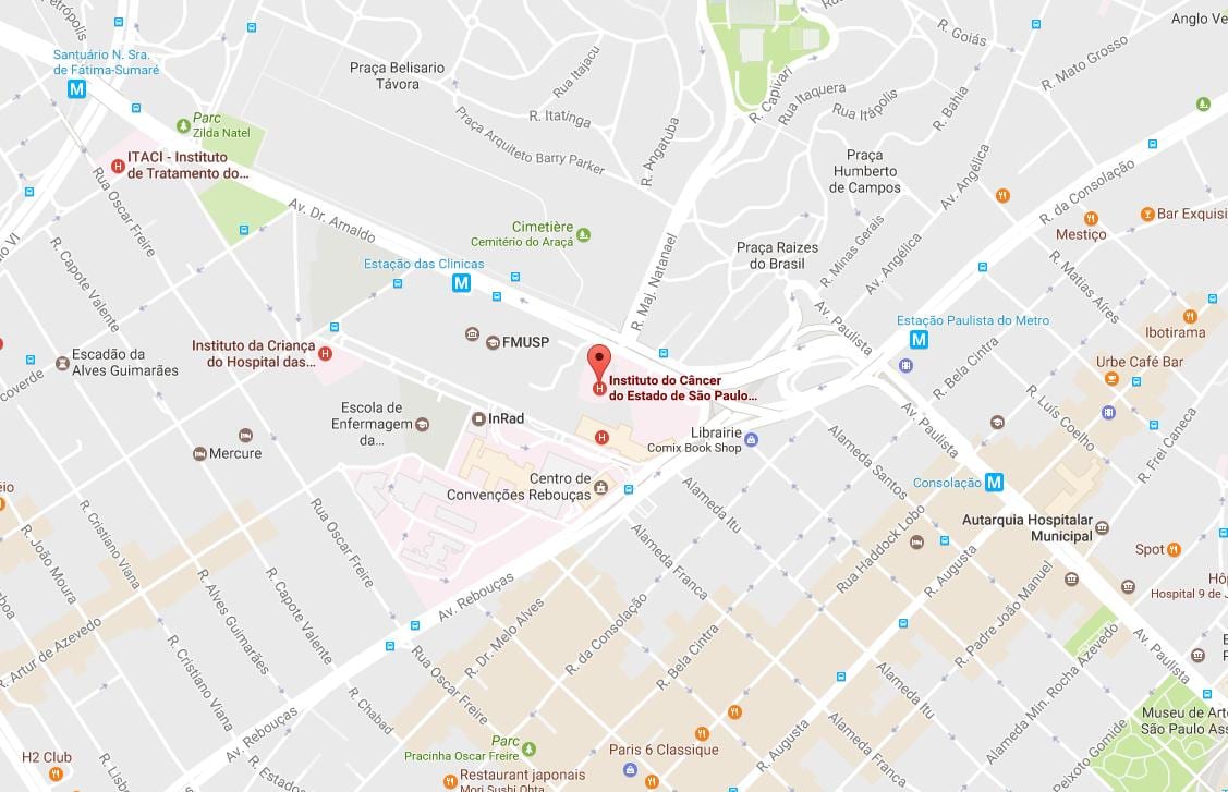 Žemėlapis Instituto Vėžio São Paulo