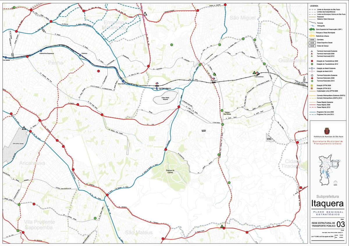 Žemėlapis Itaquera San Paulas - Viešasis transportas