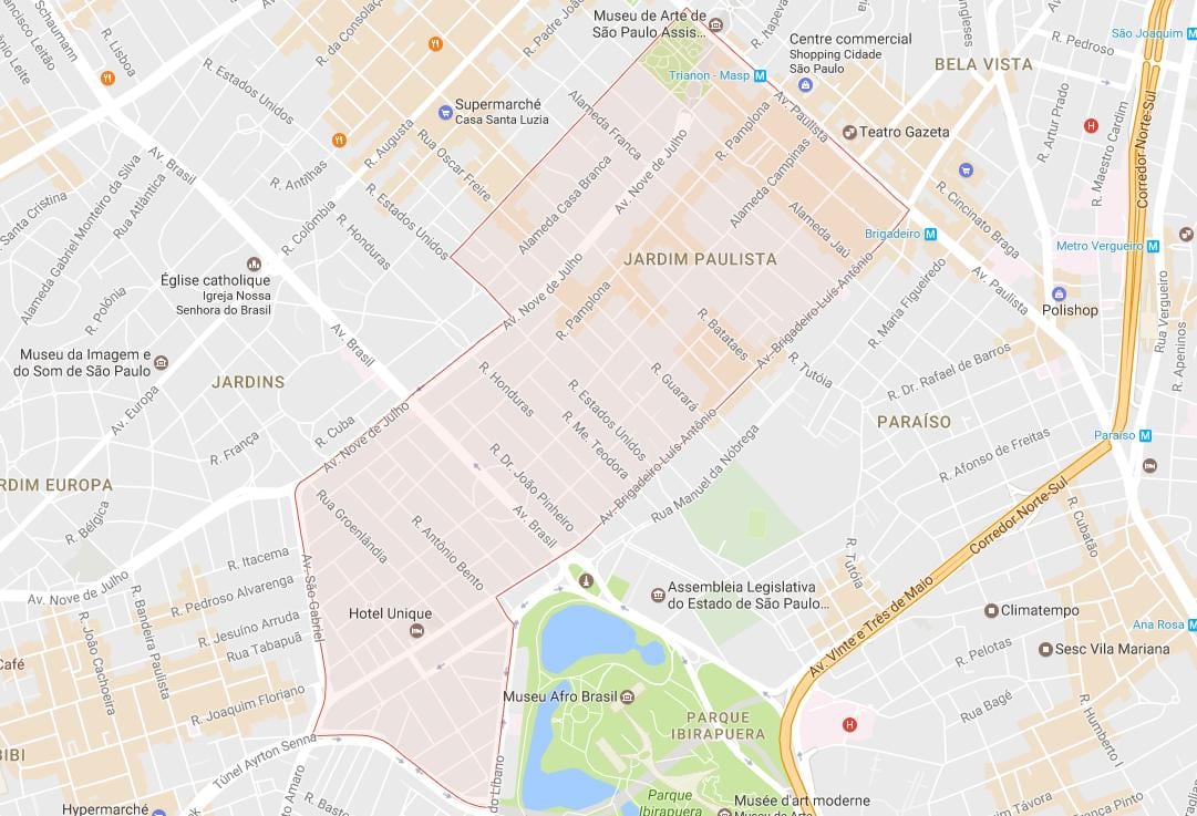 Žemėlapis Jardim Paulista São Paulo
