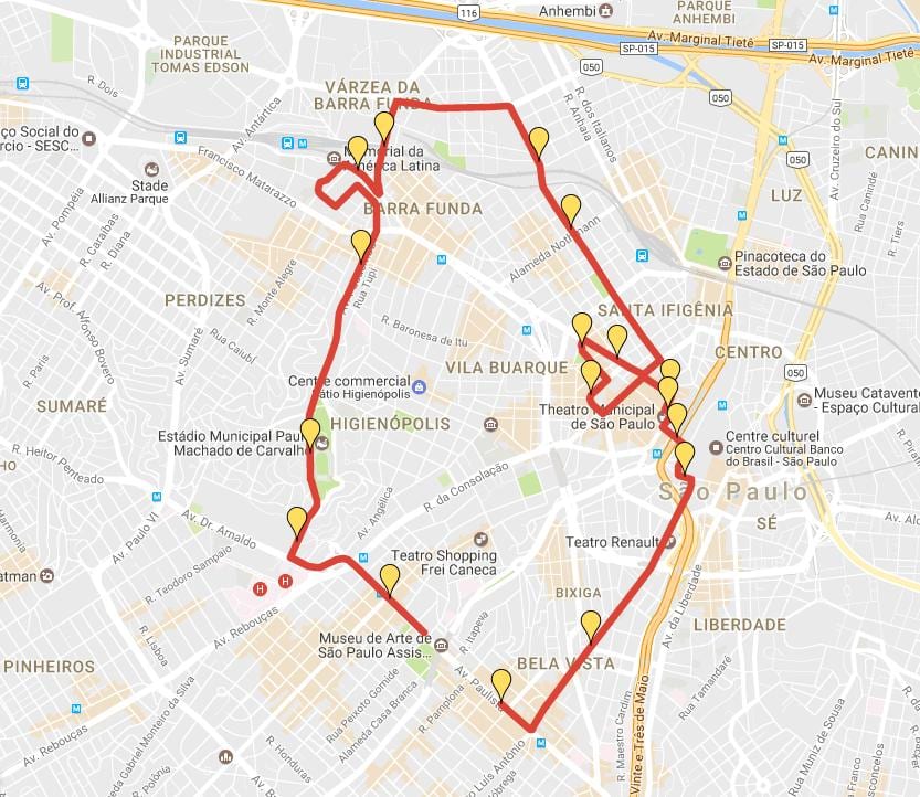 Žemėlapis Korida Tarptautinis San Silvestre