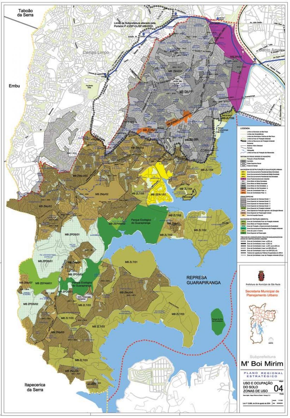 Žemėlapis M'Boi Mirim San Paulas - Okupacijos dirvožemio
