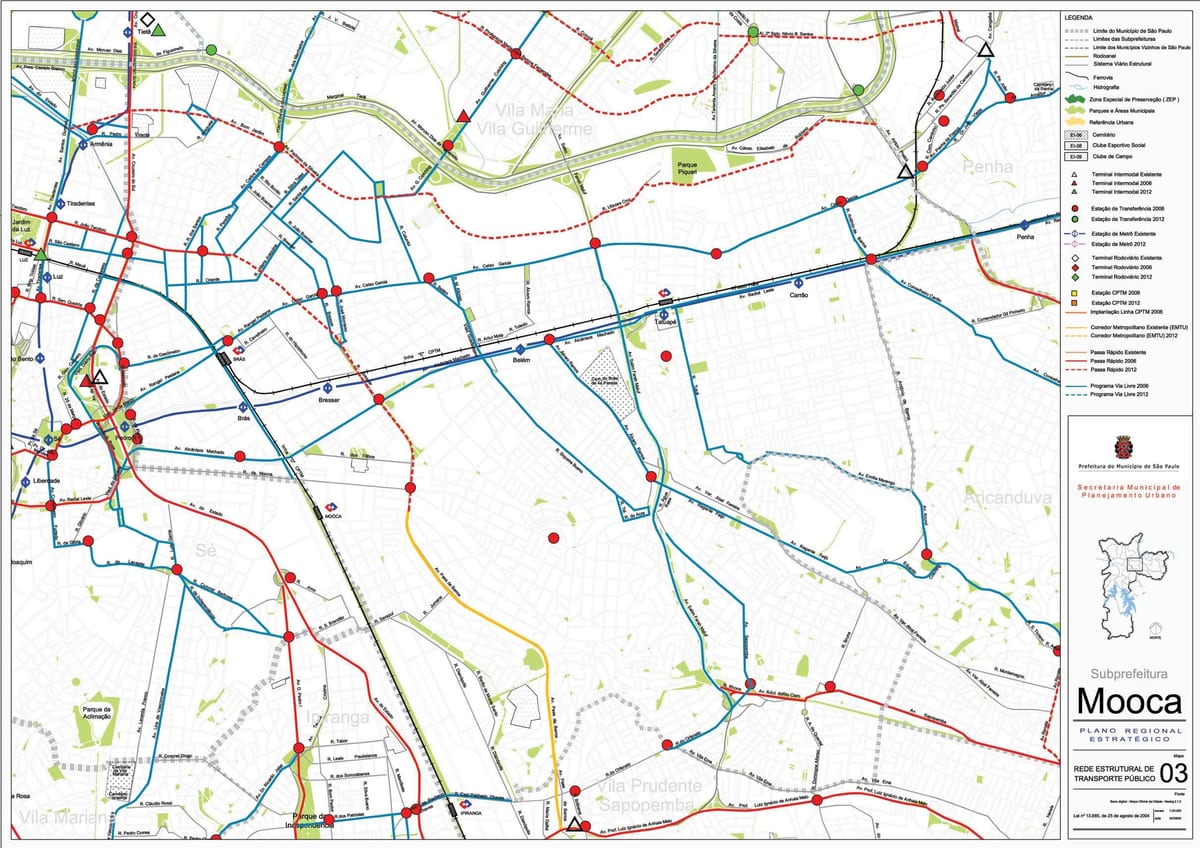Žemėlapis Mooca San Paulas - Viešasis transportas