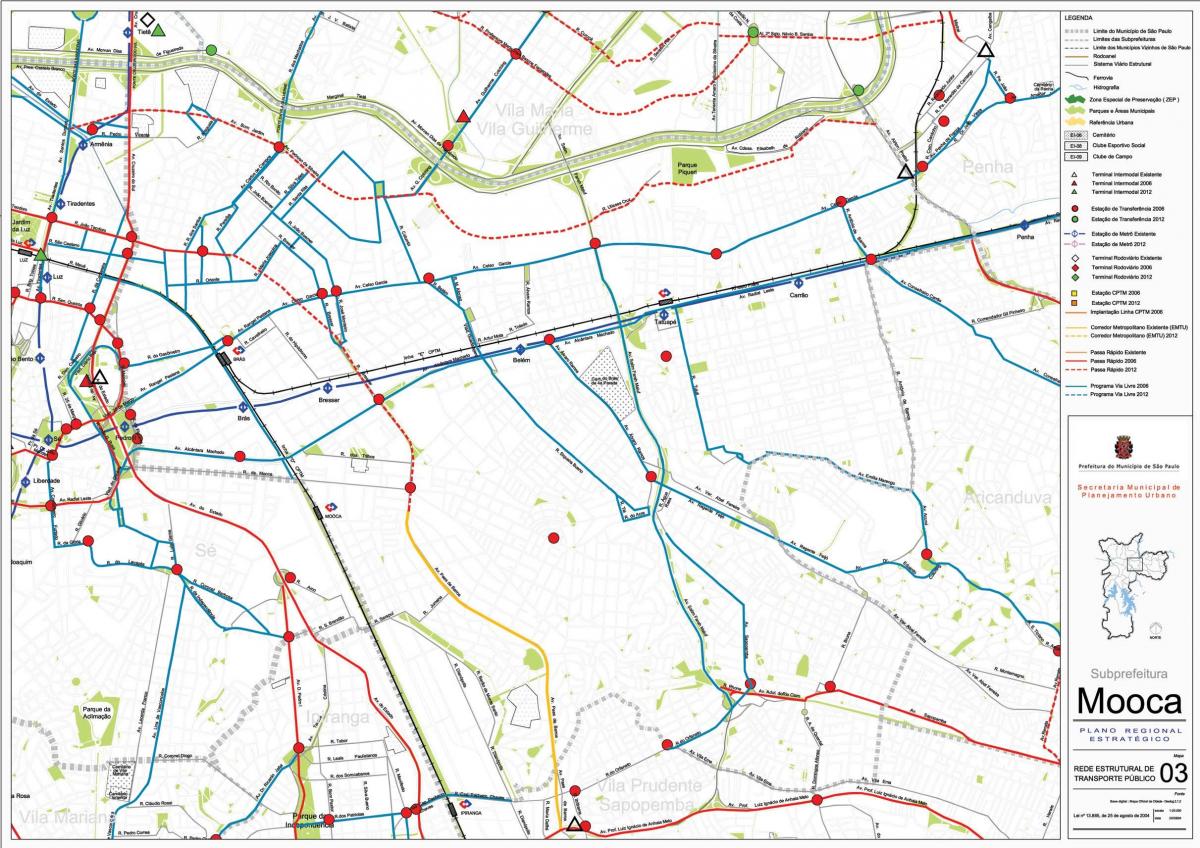 Žemėlapis Mooca San Paulas - Viešasis transportas