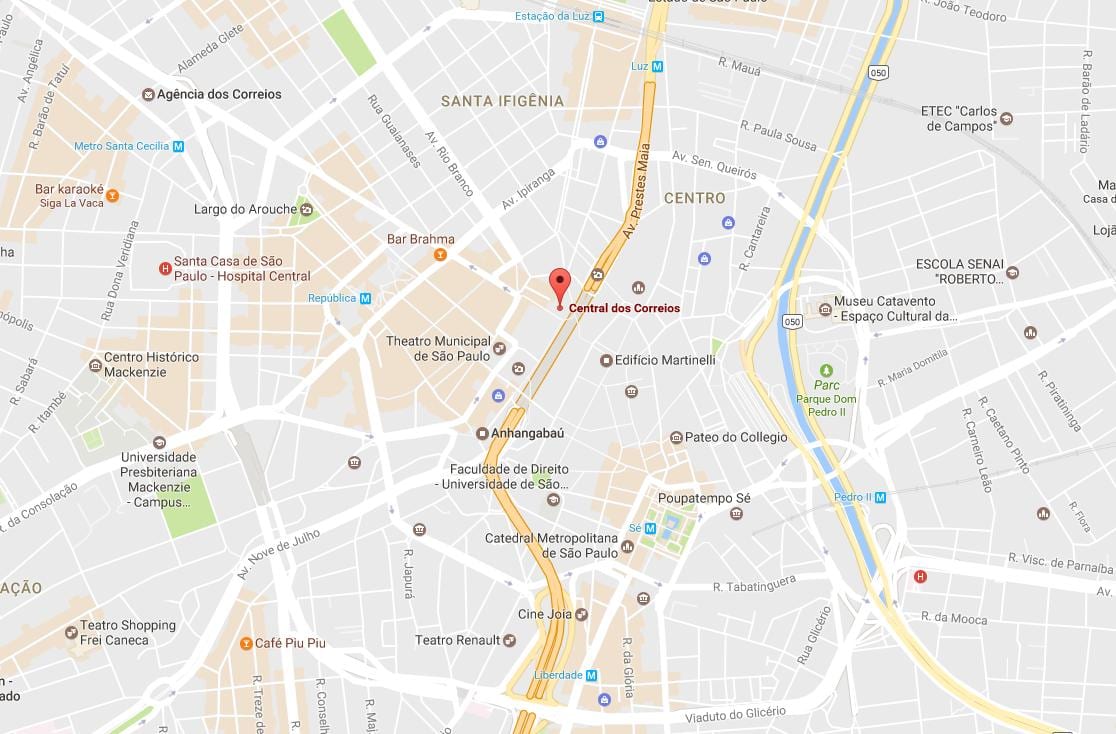 Žemėlapis Palácio dos Correios São Paulo