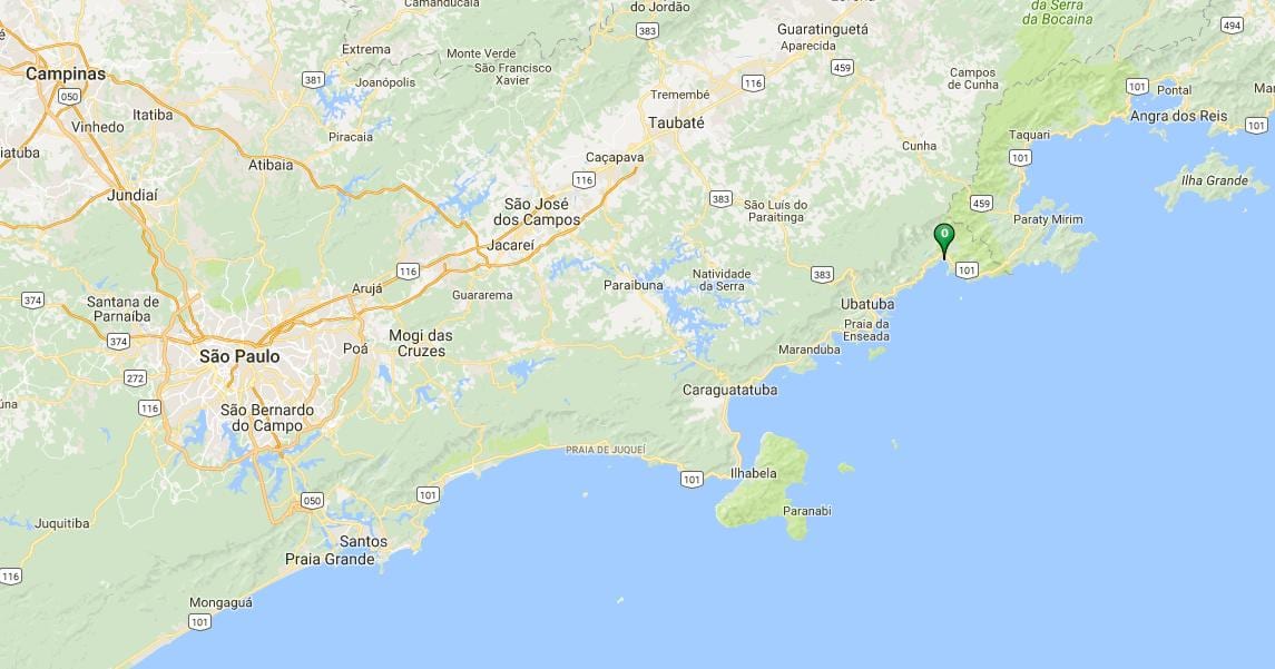Žemėlapis paplūdimio Ubatumirim