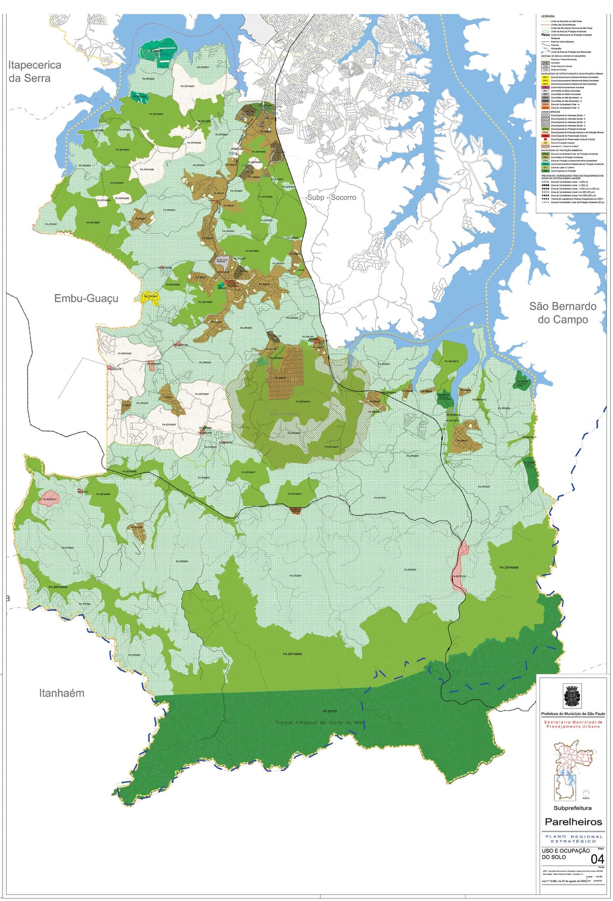 Žemėlapis Parelheiros San Paulas - Okupacijos dirvožemio