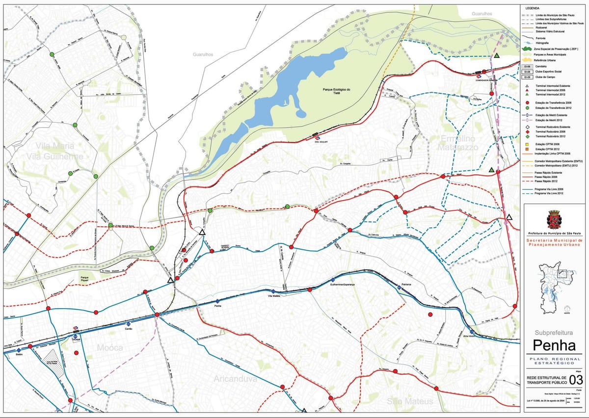 Žemėlapis Penha San Paulas - Viešasis transportas