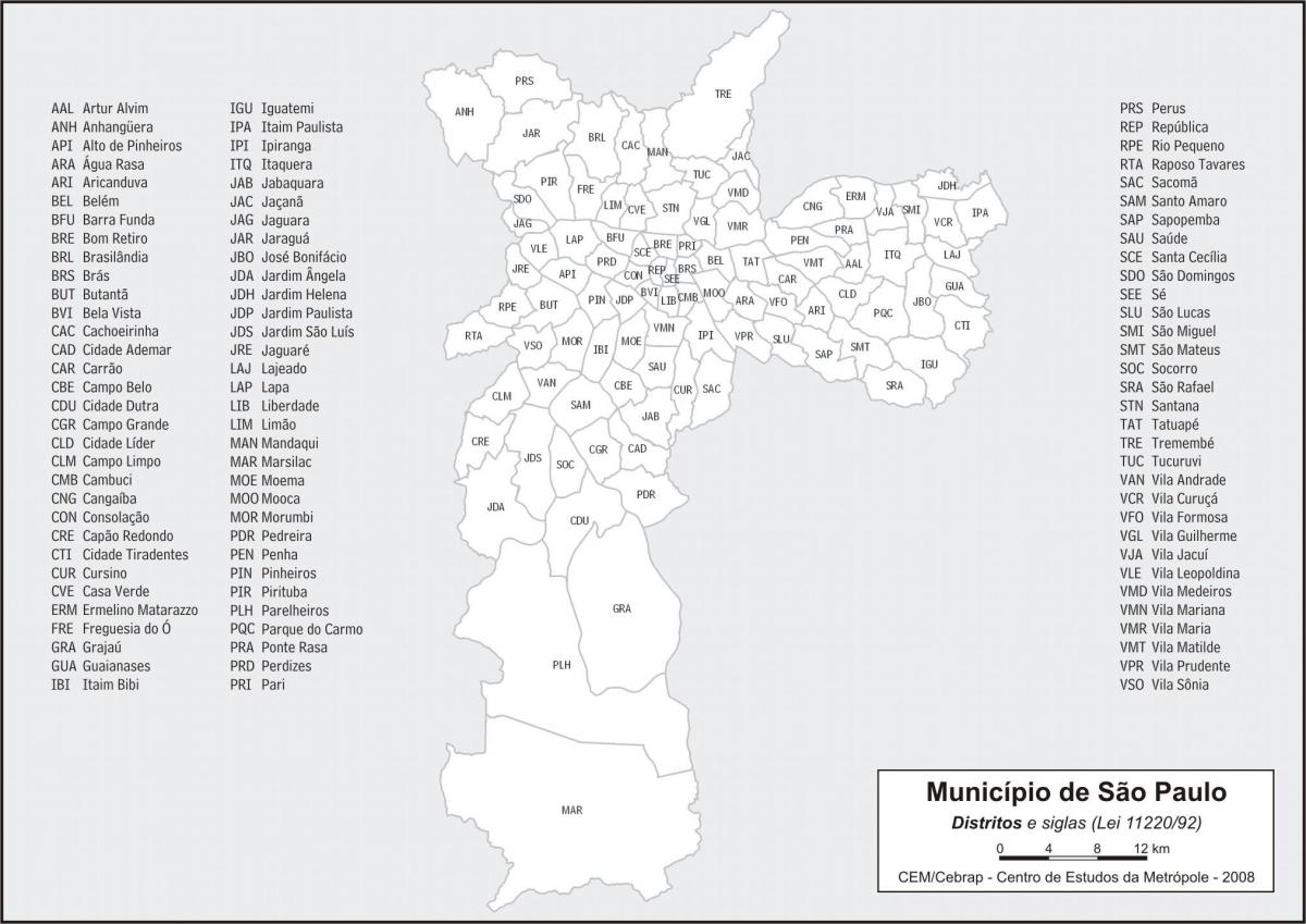 Žemėlapis rajonų San paule