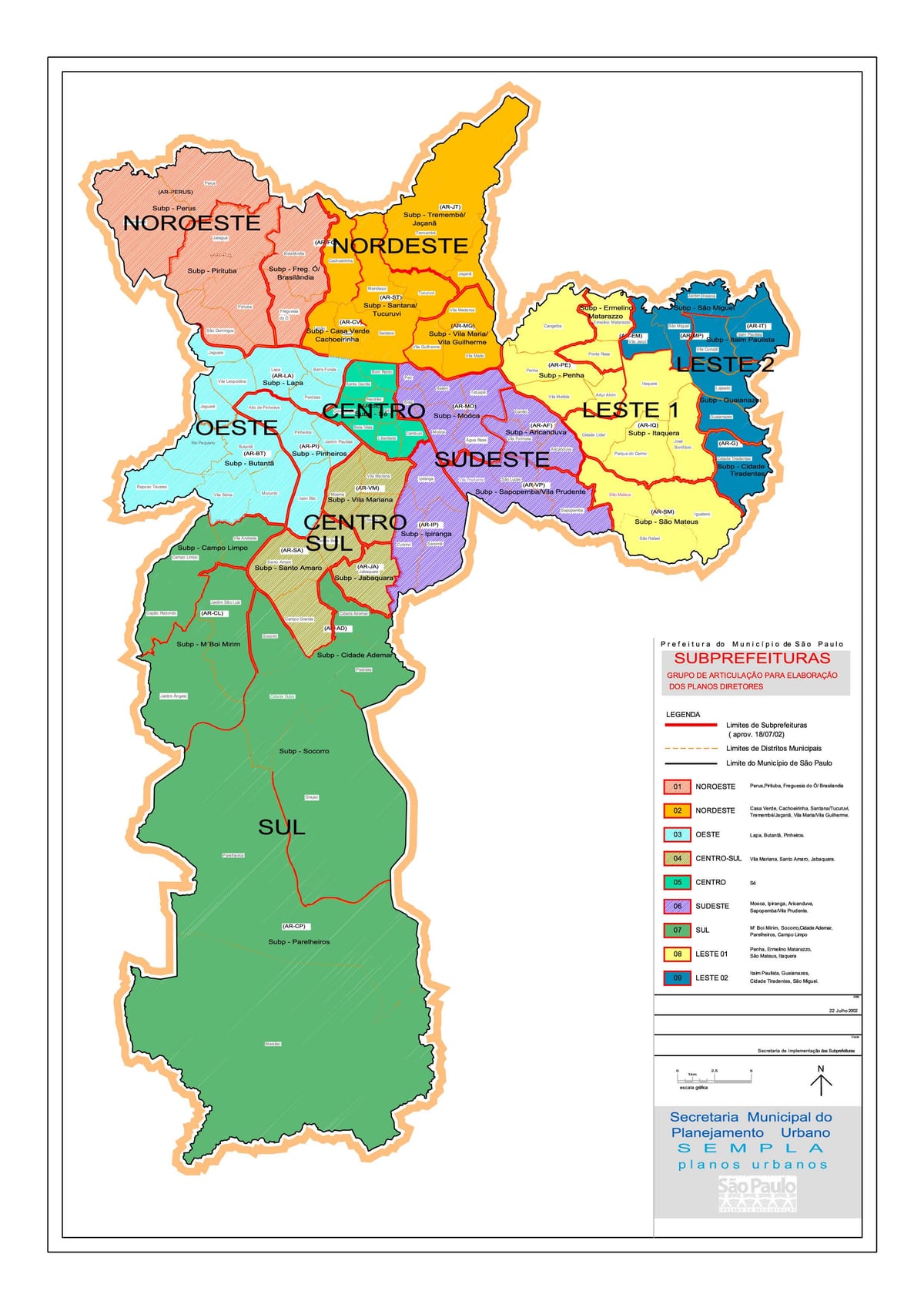 Žemėlapis regionų São Paulo