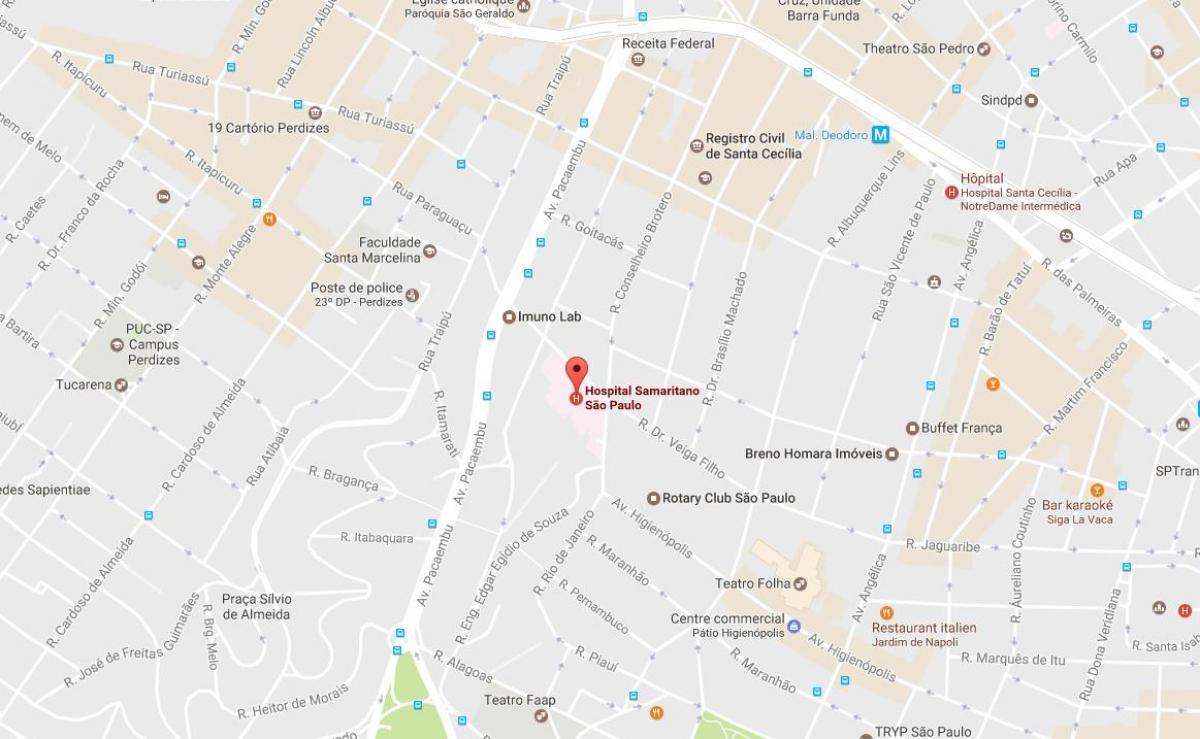 Žemėlapis Samaritano San Paulo ligoninė