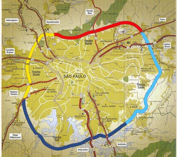 Žemėlapis San Paulo beltway