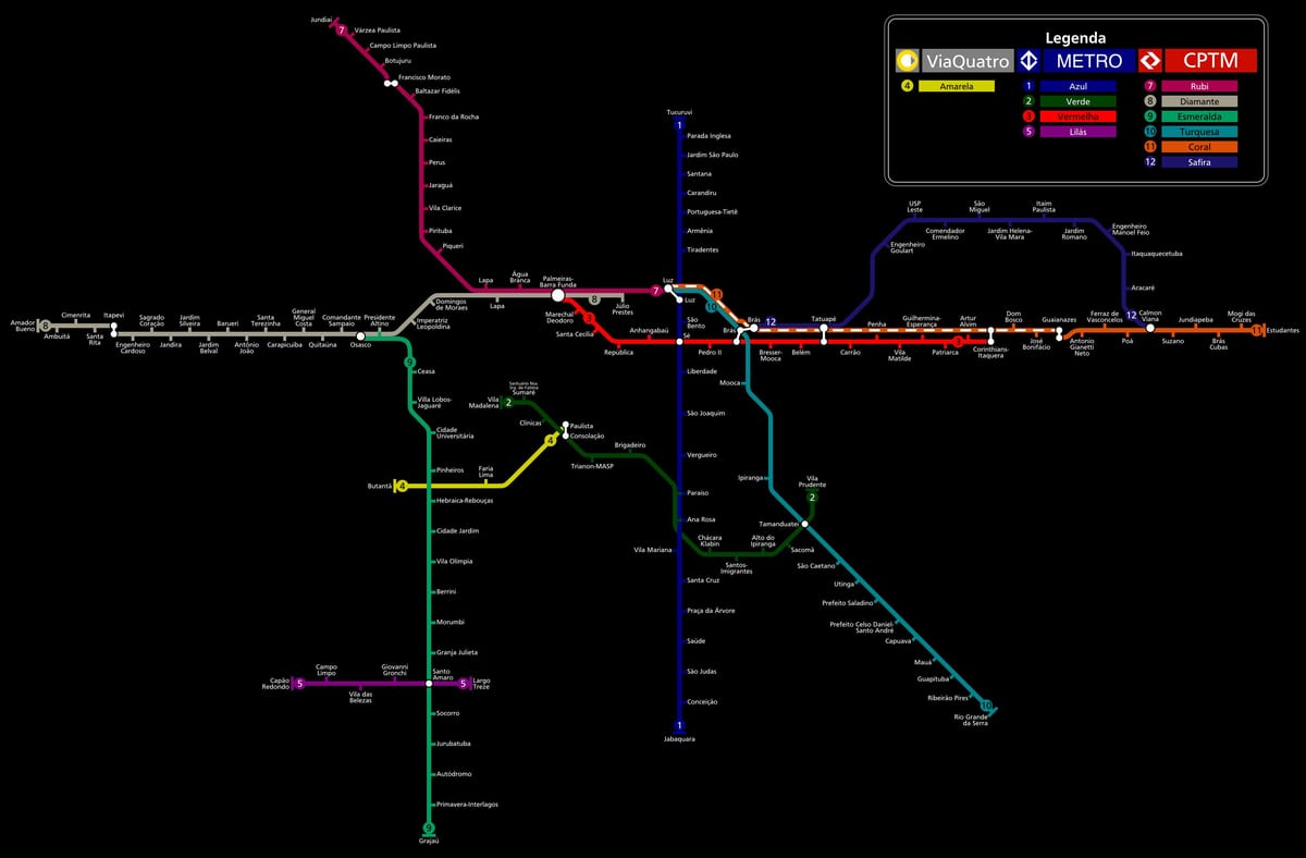 Žemėlapis San Paulo metro CPTM