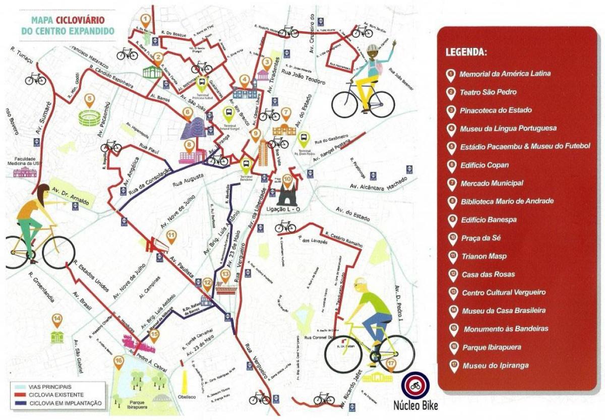 Žemėlapis San Paulo dviračių taku